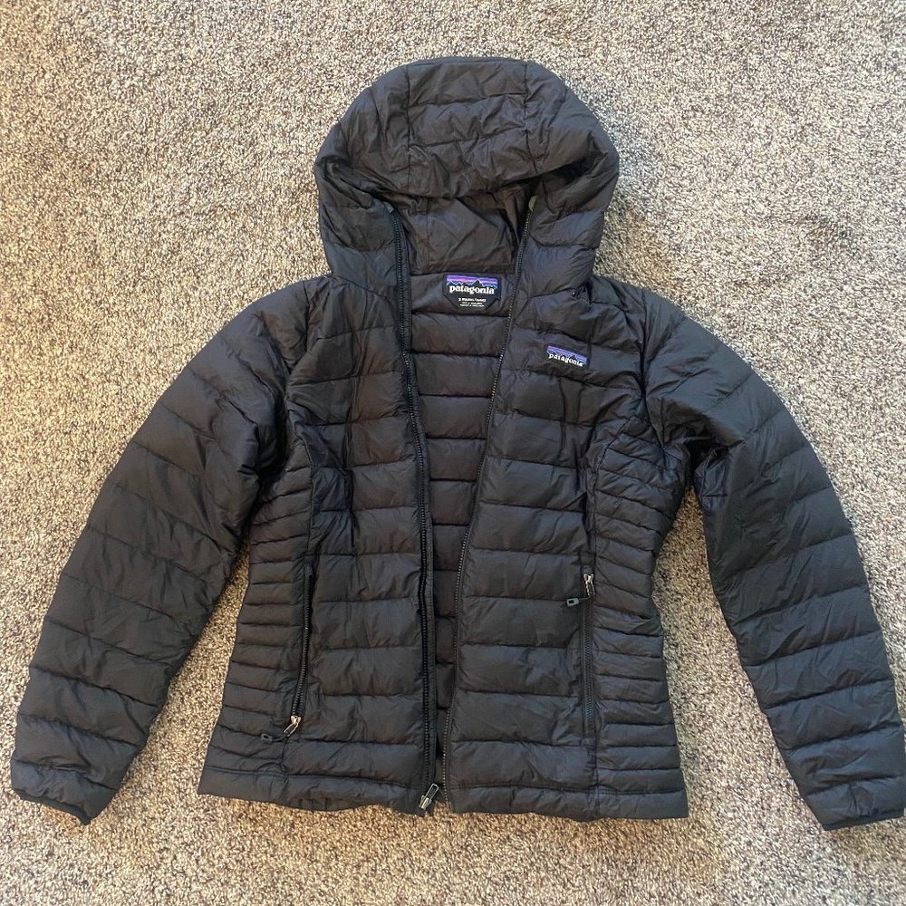 Patagonia Womens Down Sweater Hoody Small Black